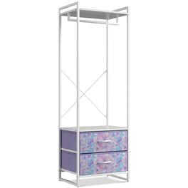 Sorbus - Clothing Rack with Drawers - Clothes Stand Dresser - Wood Top, Steel Frame for Hanging Shirts, Dresses, & Jackets - Tie dye purple