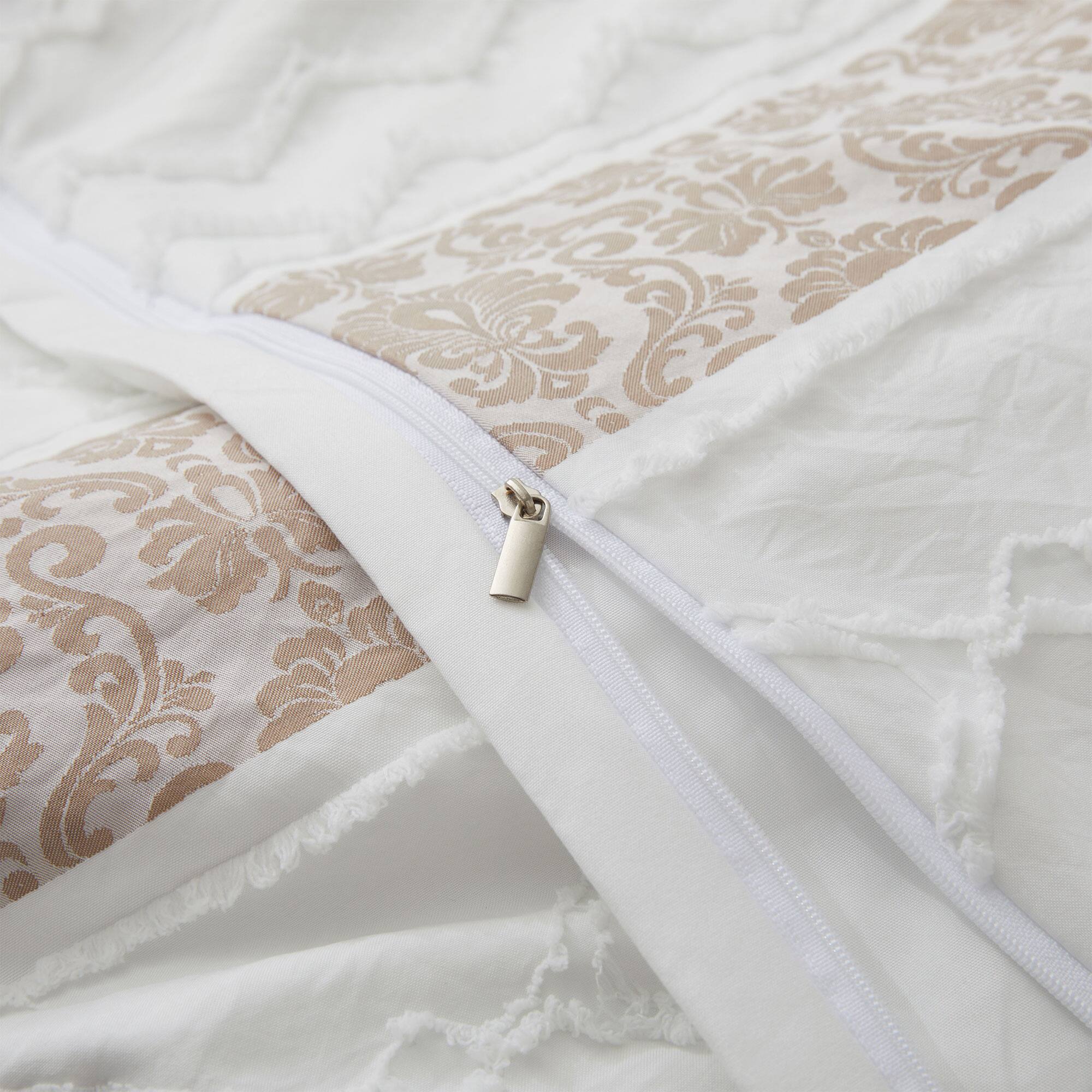 Back. Peace Nest - Peace Nest 3-Piece Textured Stripe Geometric Oversized Stylish Duvet Cover Set, Floral, Full/Queen - Floral.