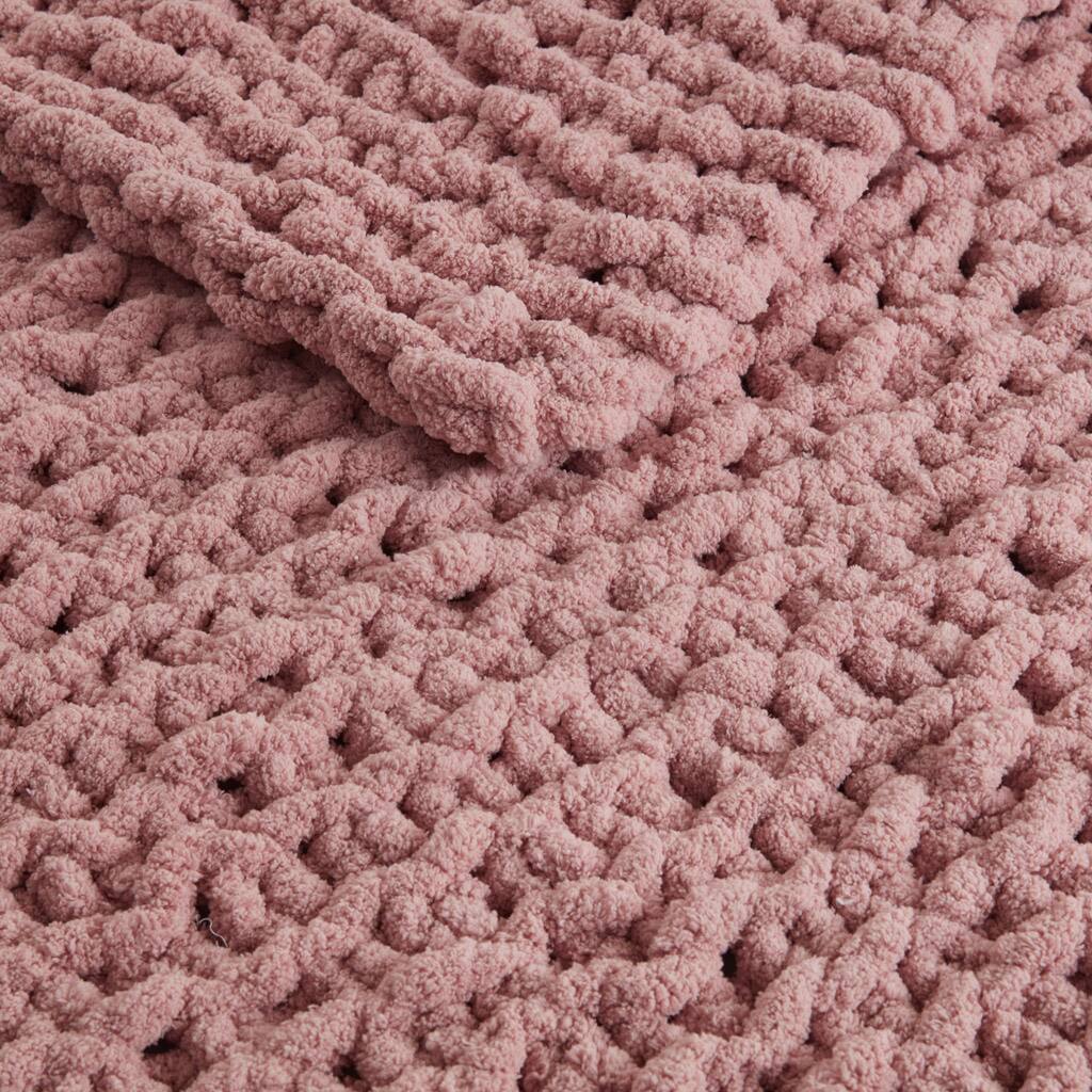 Alt View 5. Gracie Mills - Gracie Mills Dana Handmade Chenille Chunky Knit Throw Blanket - Blush.