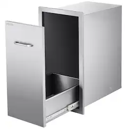VEVOR - Outdoor Kitchen Trash Drawer, 13.54"W x 19.61"D x 25.79"H Interior Storage, Multi-Purpose Outdoor Kitchen Drawers - Silver