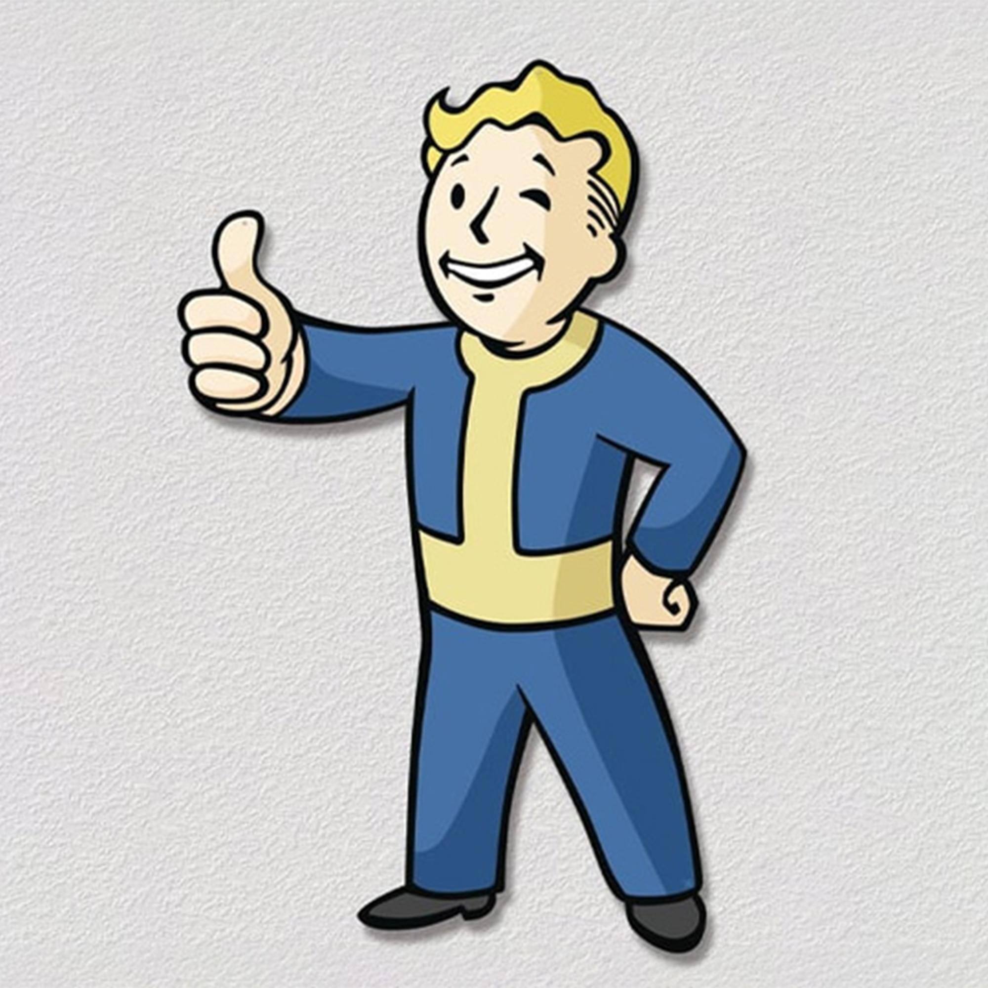 Alt View 1. Fanwraps - Fallout Vault Boy Thumbs Up 12 x 11 Inch Metal Sign - Blue.
