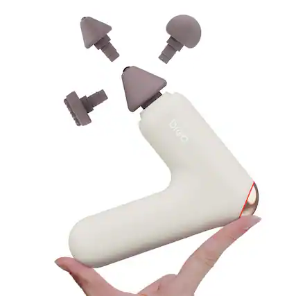 Front. BREO - Massage Gun - 3 Speeds Portable Percussion Muscle Therapy with 3 Silicone Heads for Recovery & Pain Relief - White.
