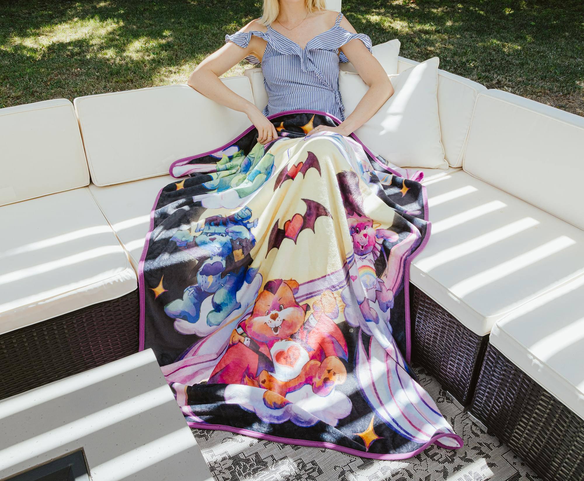 Alt View 3. Silver Buffalo - Care Bears x Universal Monsters Raschel Throw Blanket | 45 x 60 Inches - Multi-Colored.