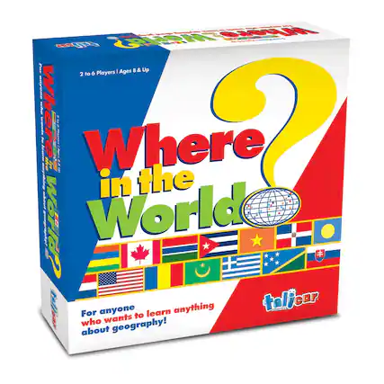 - 2 to 6 Players | Ages 8 & Up
- Where in the World?
- For anyone who wants to learn anything about geography!