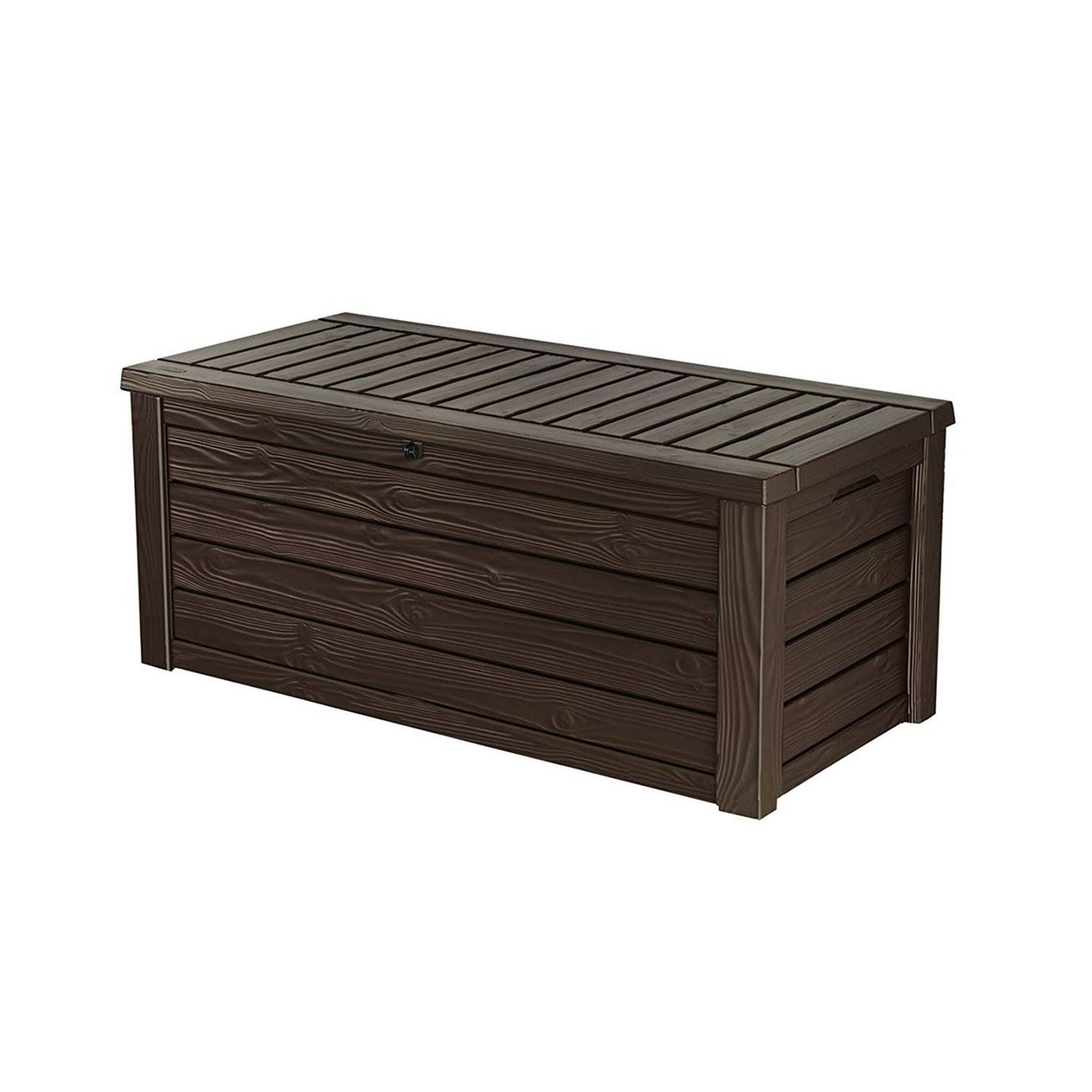 Front. Keter - Keter Westwood 150 Gallon Plastic Outdoor Furniture Storage Deck Box, Espresso - Brown.