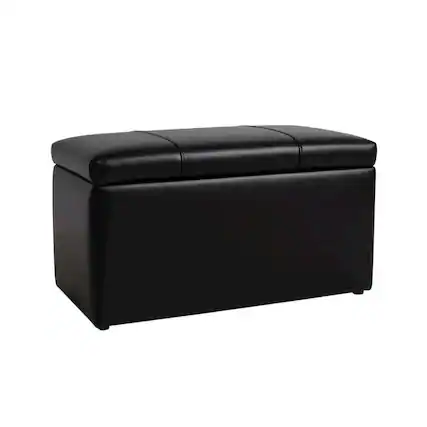 Front. Sanford - Prytania Storage Bench PU Black - Black.
