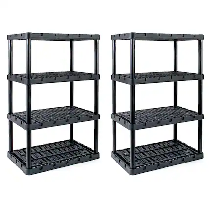 Front. Gracious Living - Gracious Living XL 4 Shelf Knect A Shelf Ventilated Storage, Black, 2 Pack - Black.