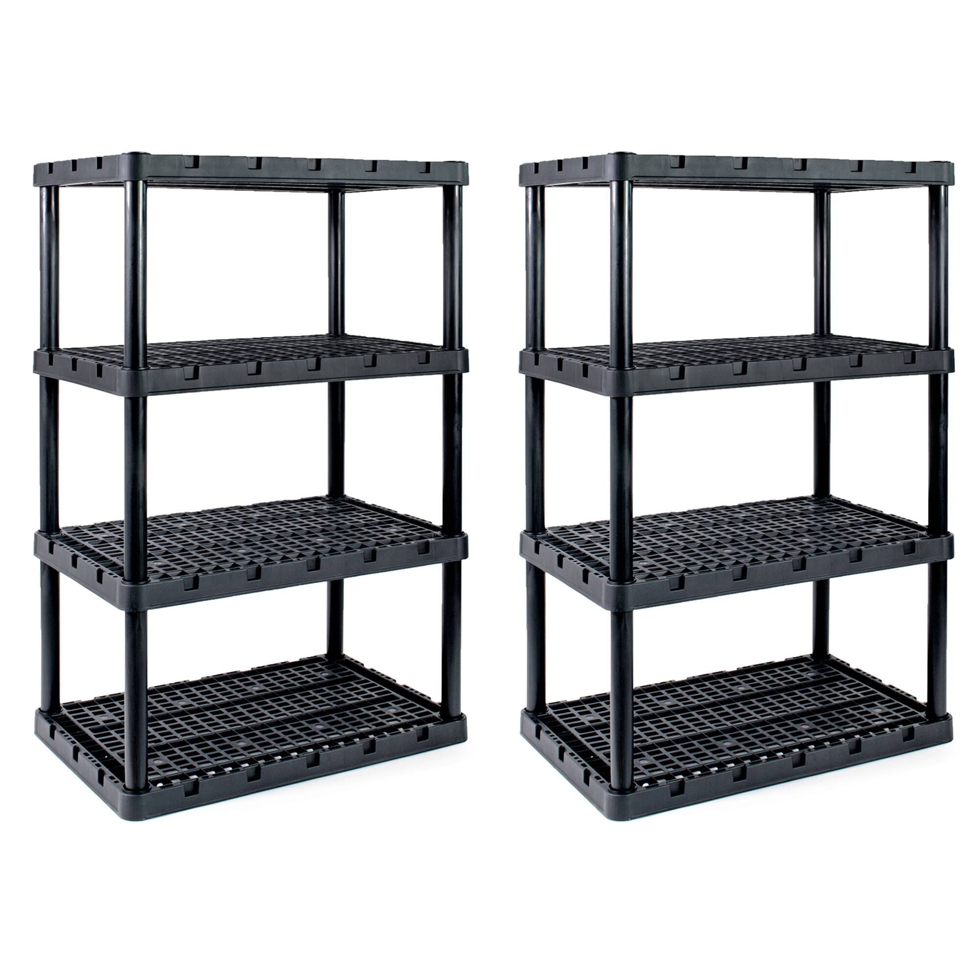Front. Gracious Living - Gracious Living XL 4 Shelf Knect A Shelf Ventilated Storage, Black, 2 Pack - Black.
