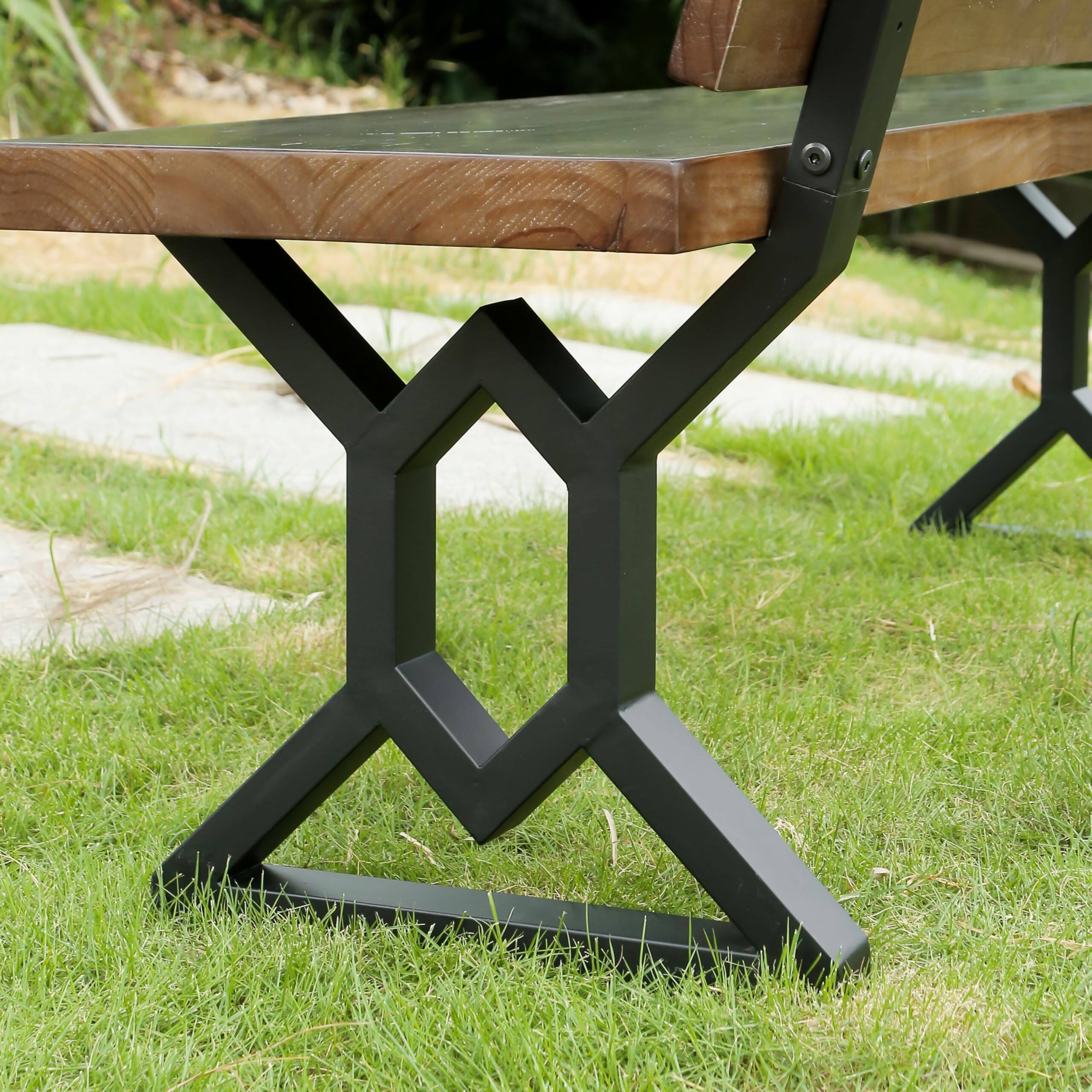 Front. JETRANSPORT - Bench 16 Inch Triangle Metal Chair Base With Backrest Bracket Set Of 2 Diy Project Suit For Butcher Block - A.