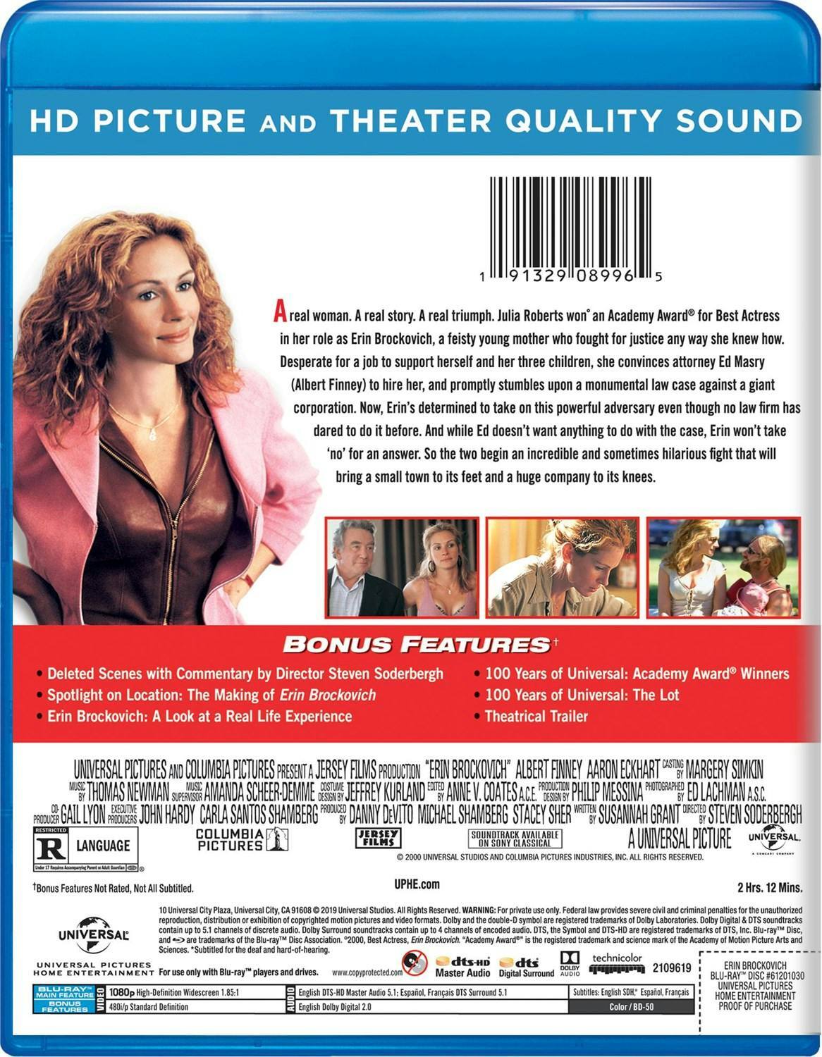 Back. Erin Brockovich (Blu-ray New Box Art) [Blu-ray].