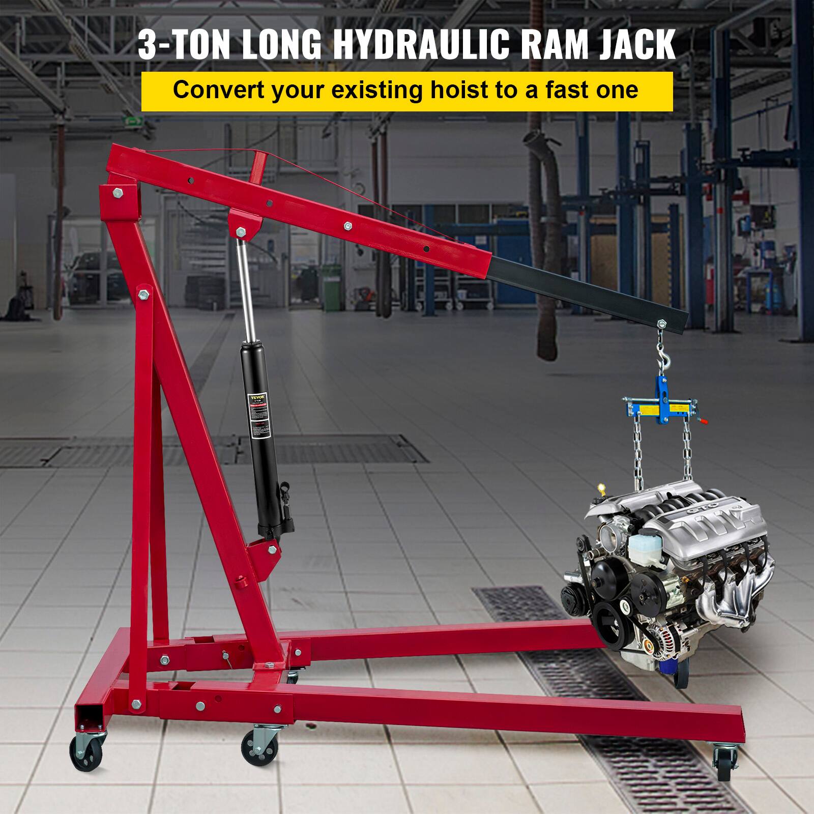 3-TON LONG HYDRAULIC RAM JACK  
Convert your existing hoist to a fast one