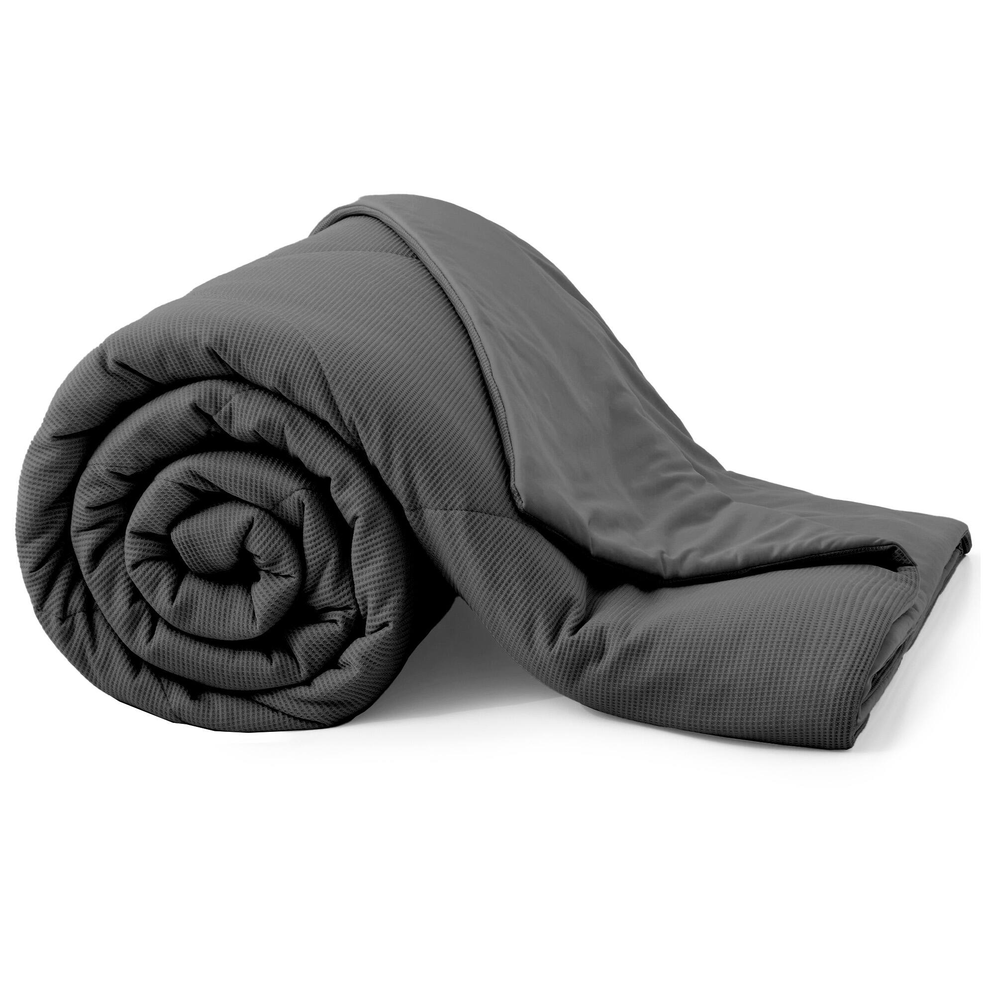 Alt View 3. Peace Nest - Peace Nest Lightweight Cooling Waffle Blanket Summer Reversible Comfort for Hot Sleepers, Dark Gray, King - Dark Gray.