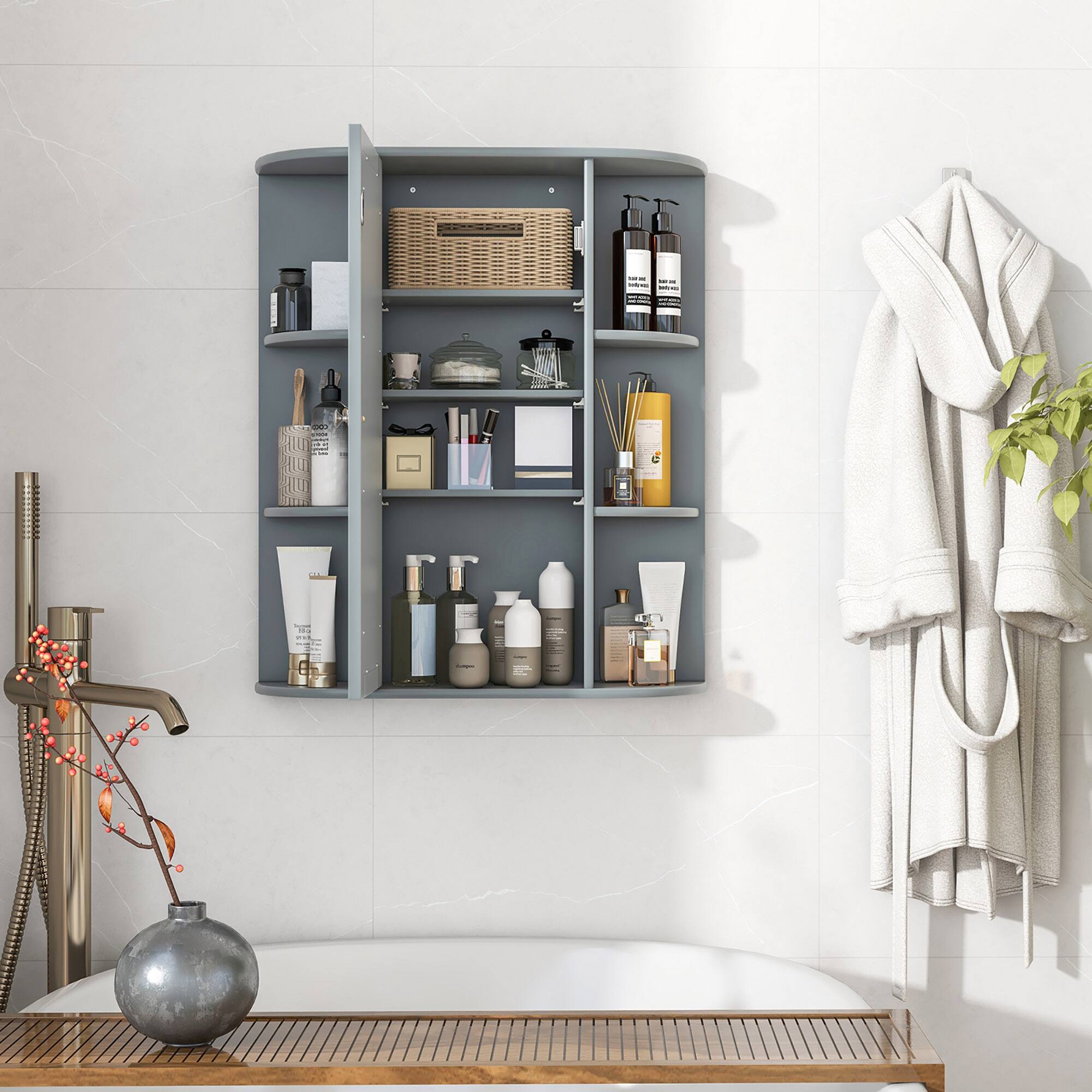 Alt View 1. Gymax - Gymax Bathroom Wall Medicine Cabinet Wall Mounted Storage Organizer - Grey.