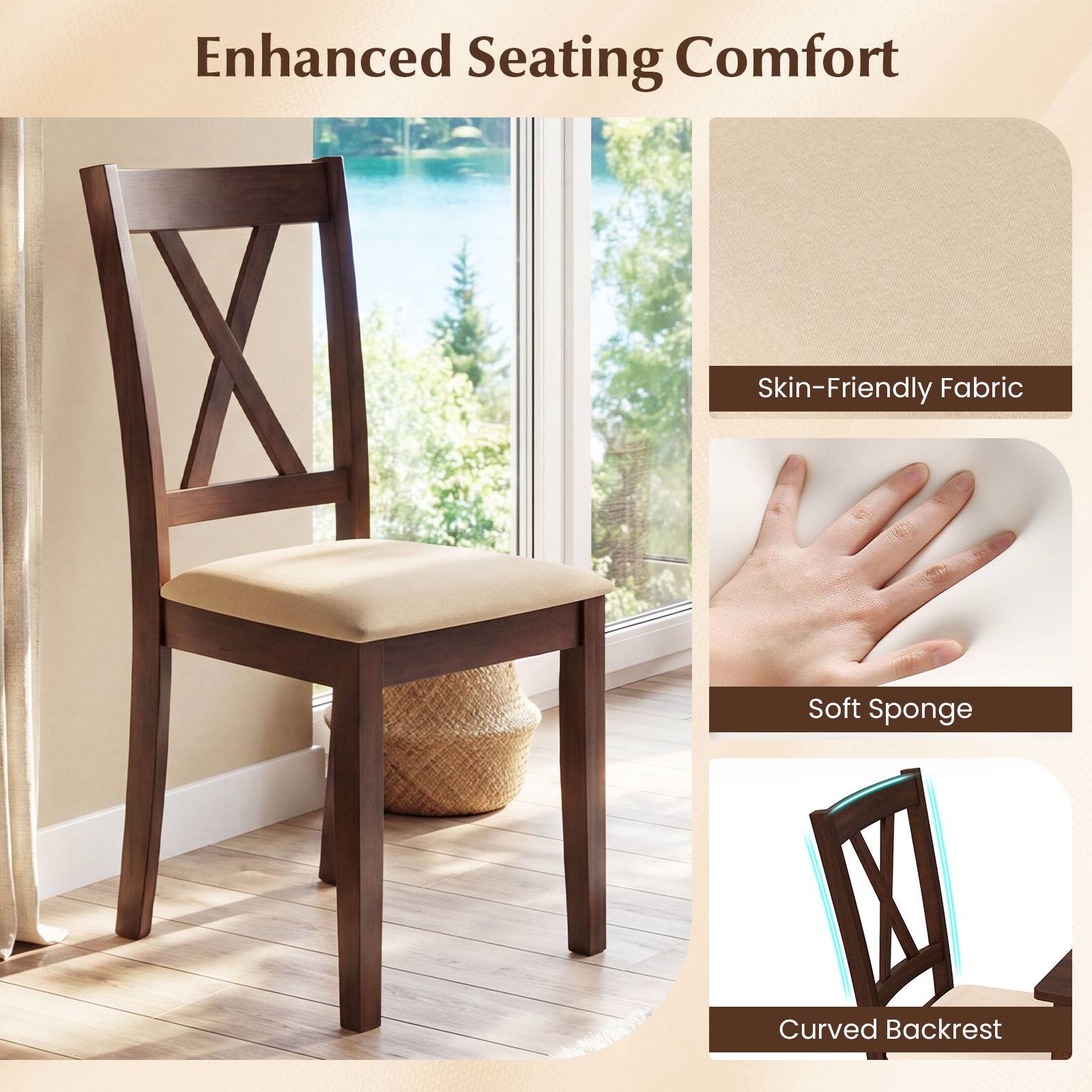 Enhanced Seating Comfort

- Skin-Friendly Fabric
- Soft Sponge
- Curved Backrest