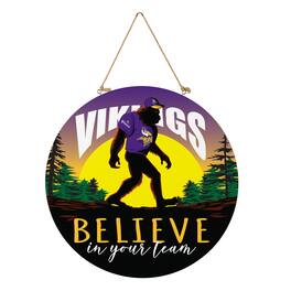 Evergreen Enterprises - Minnesota Vikings 18" Bigfoot "Believe in Yourself" Team Logo Wood Round Door Sign - Multicolor