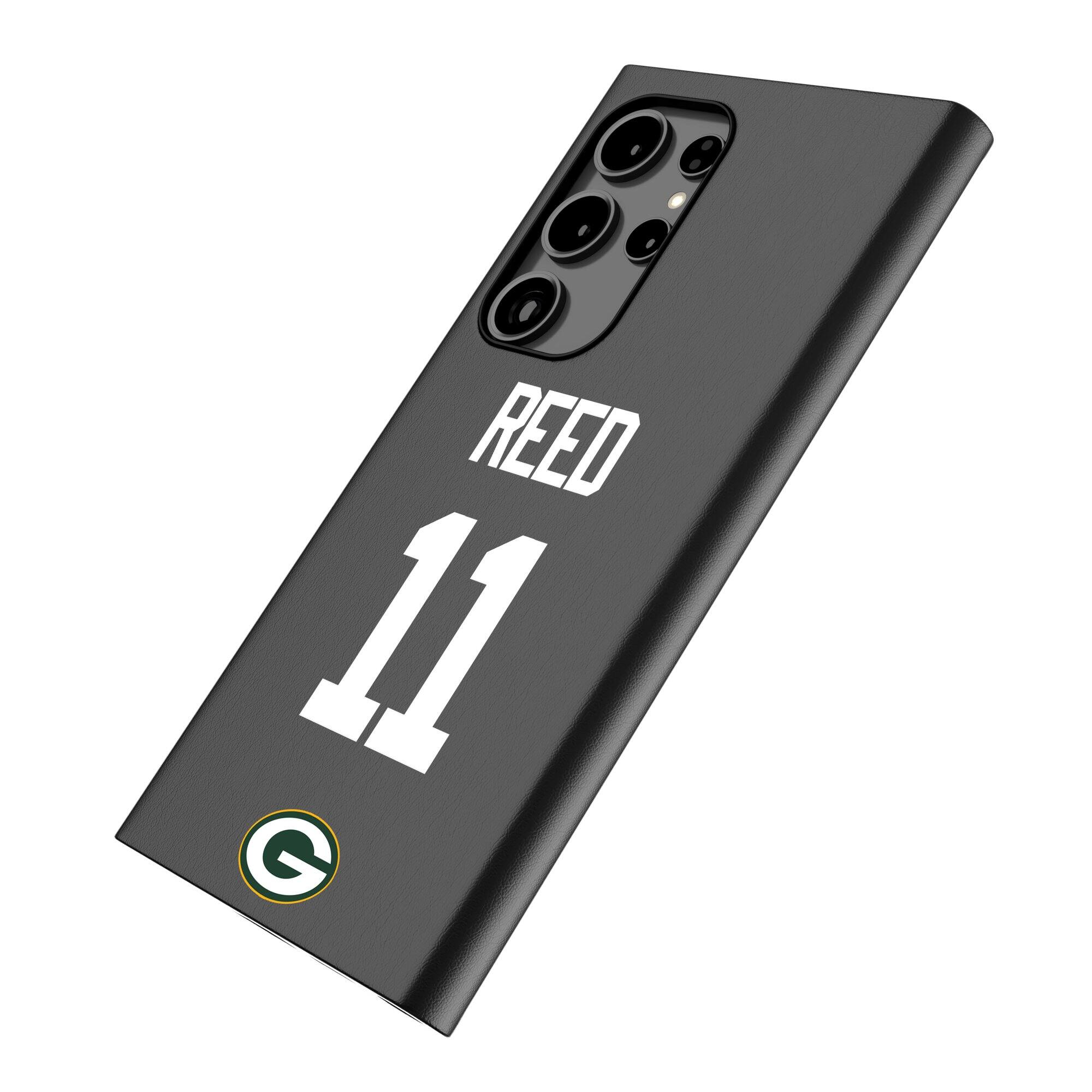 Alt View 1. Keyscaper - Jayden Reed Black Green Bay Packers Galaxy Magnetic Bump Case - S25 - Black.