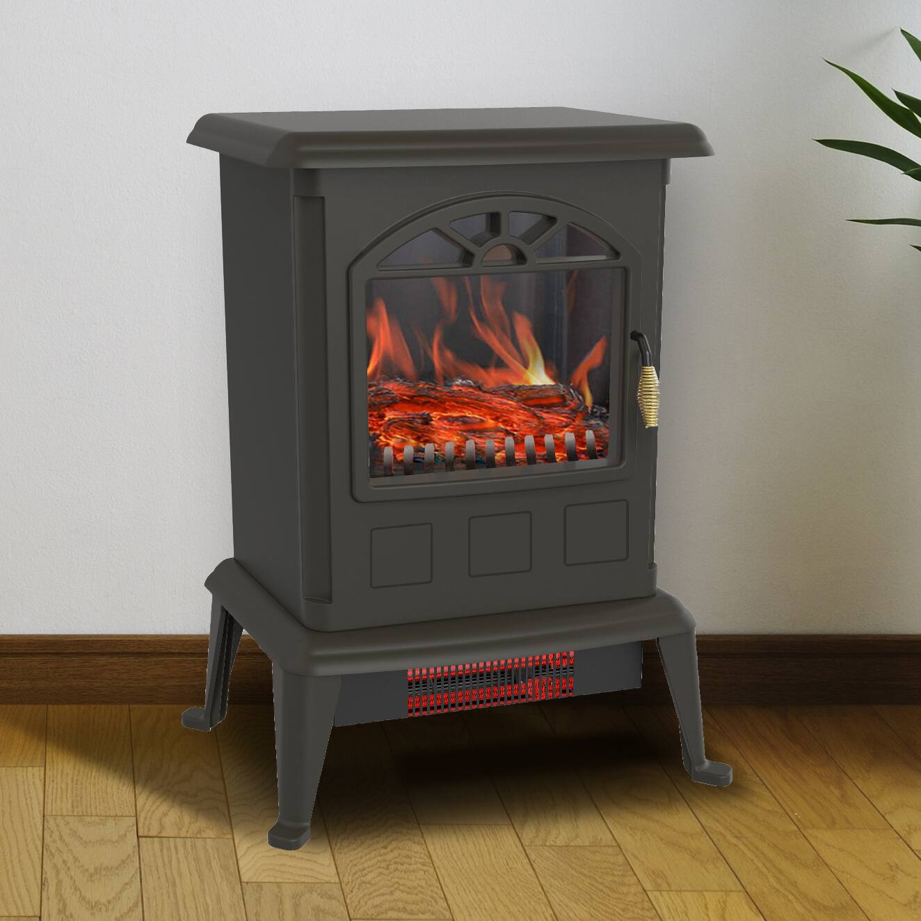 Alt View 3. Lifesmart - LifeSmart 1100 W Portable Electric Infrared Quartz Stove Heater for Indoor Use - Black.