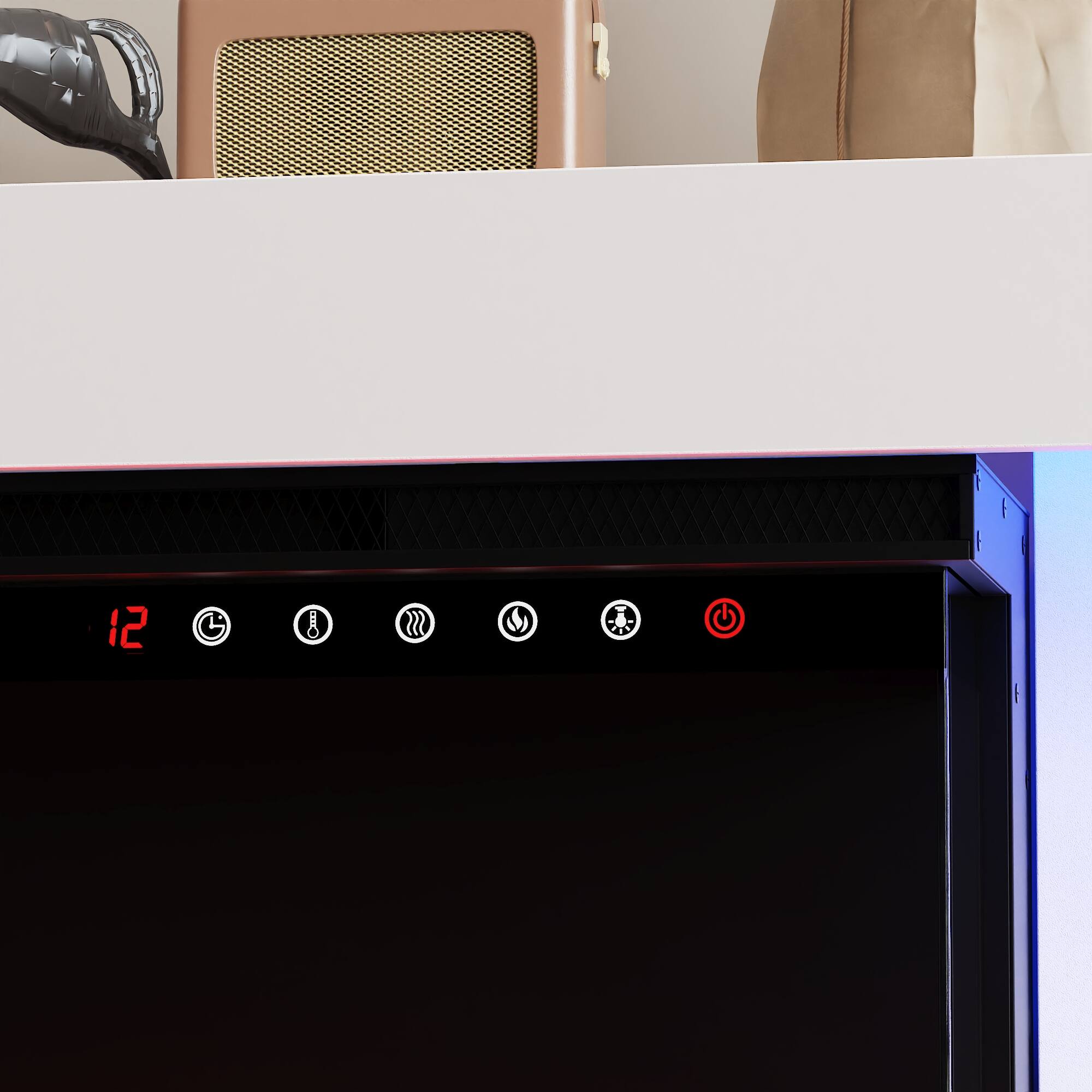 Alt View 7. Famapy - Upto 65" TV Stand with Electric Fireplace and LED Lights, Entertainment Center with Storage for Living Room Heating - White & Black.