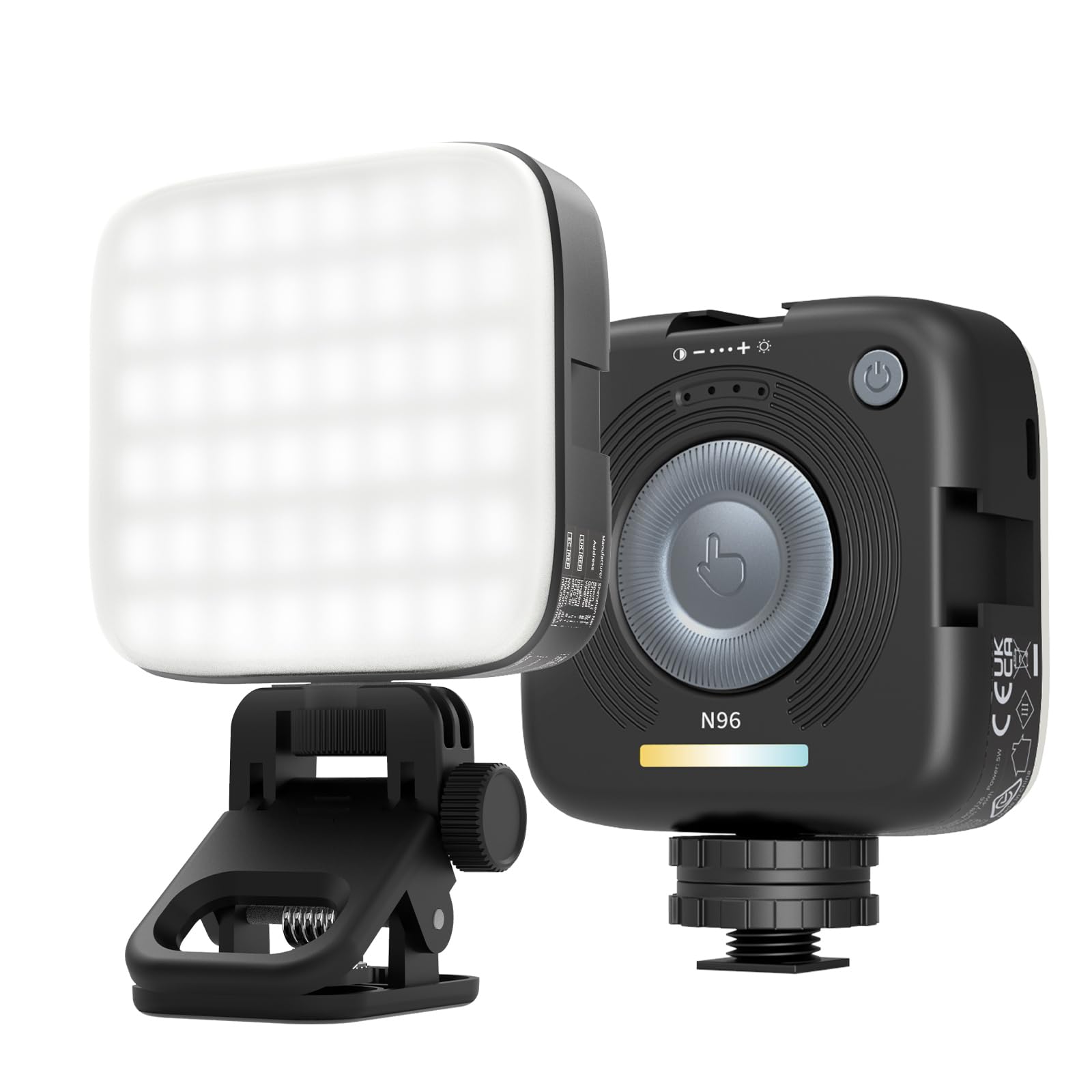 Neewer - Entry-Level Magnetic LED Camera Light - Bi-Color Clip-On Panel with 3 Cold Shoes for Video