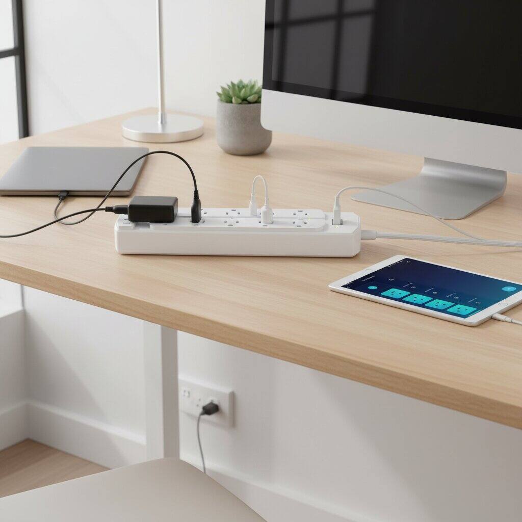 Alt View 1. Dazzed Corner - Power Strip,Surge Protector,5FT Flat Plug Extension Cord - White.