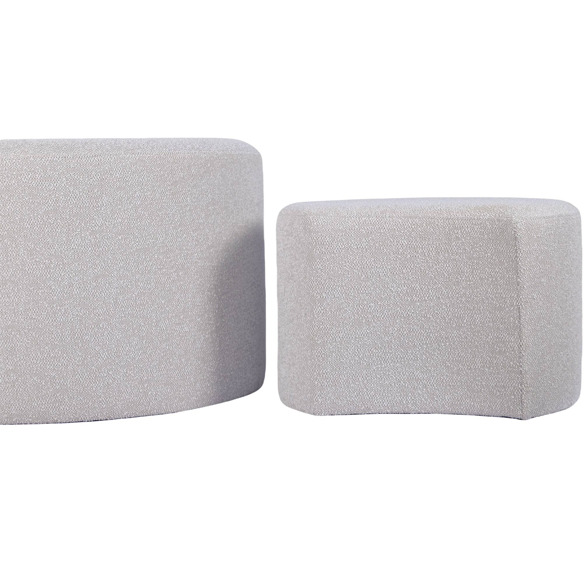 Alt View 4. Loheer - Loheer Upholstered Nesting Coffee Tables Beige Ottoman Set of Two Fabric Footrest Seat for Living Room - Beige.