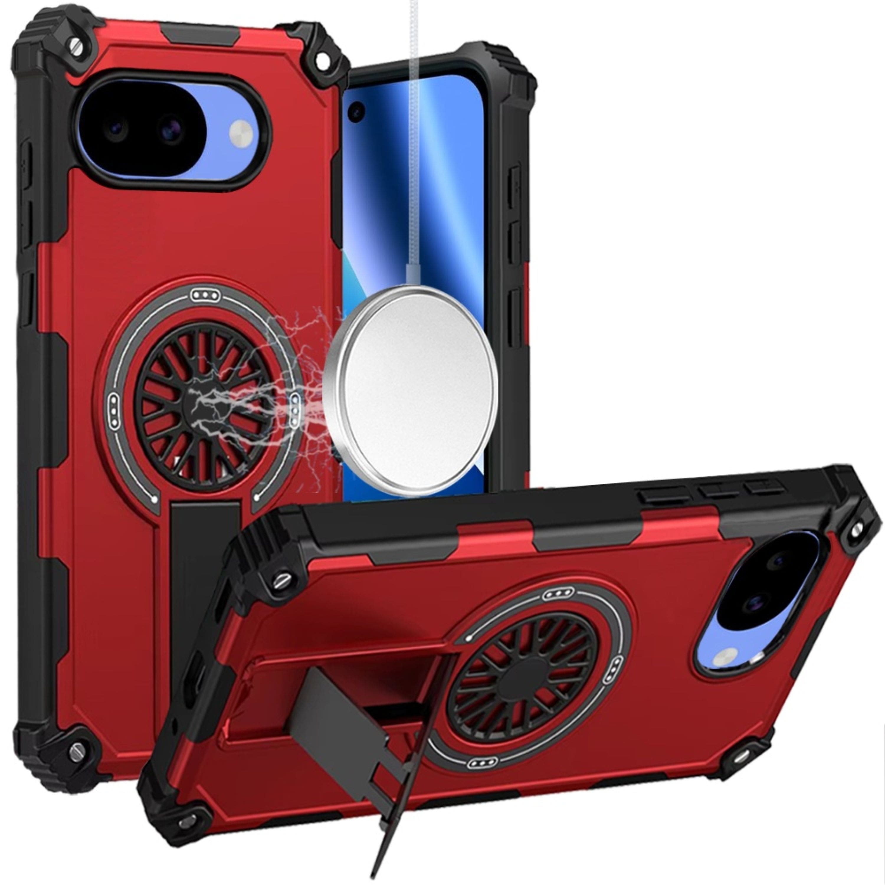 Kitcheniva - Rugged Magnetic Circle Pop-Out Stand Plus Tempered Glass For Google Pixel 10a Case - Red price history on PriceWatchPro