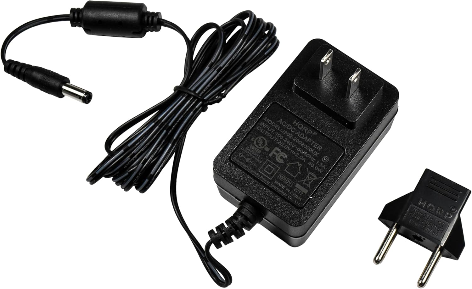 INPUT AC/DC HQRP 100  
OUTPUT: 20 100242000X  
ADAPTER E499581 FC 2. C A 1 40 SA tneut ow Power  
MADE WADVI Technology IN CHINA 2217 Co.. L.td  
HHRD chintore (e-8:-1 HORP (R) ADAR CE 260y/ BA TER