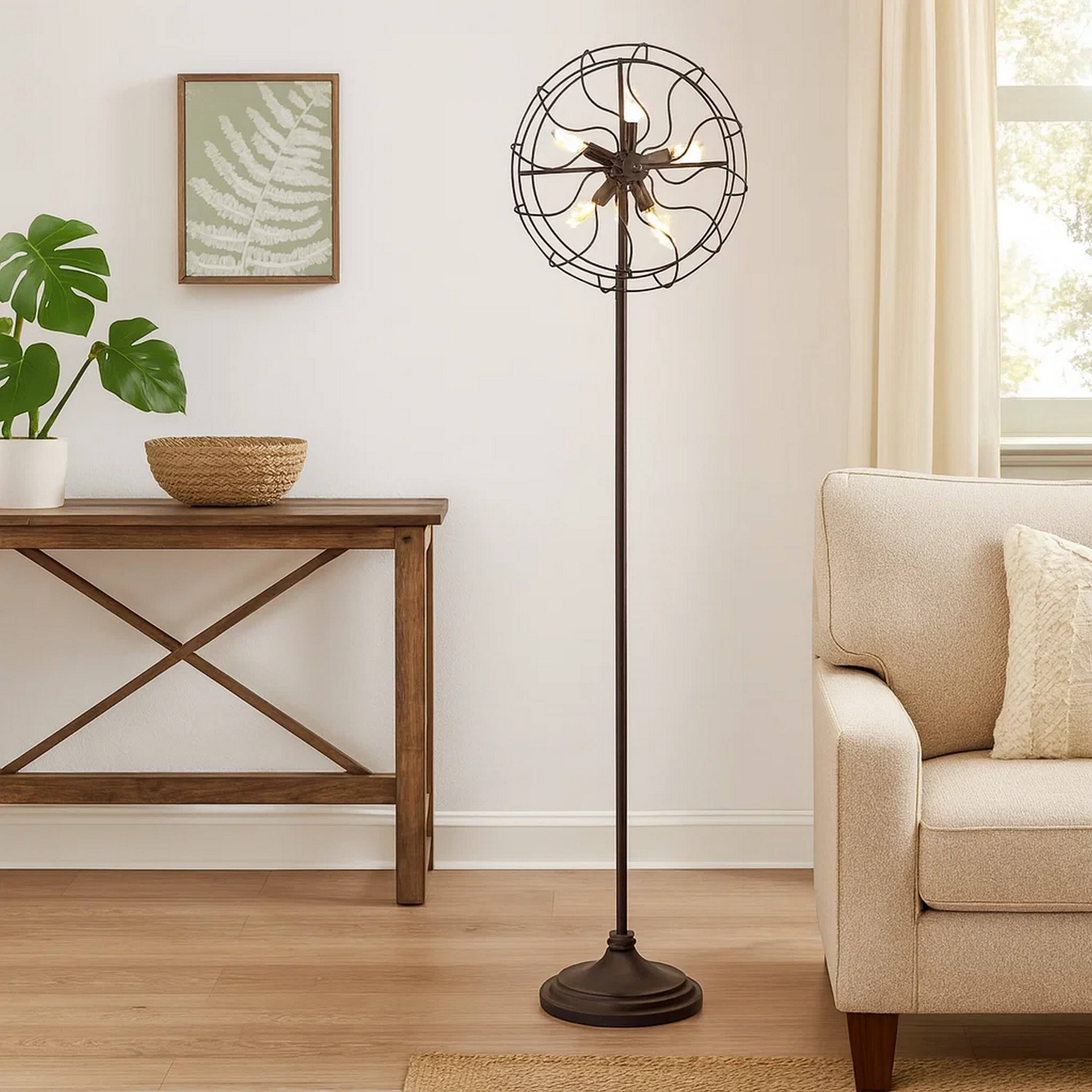 Alt View 2. Manhattan Lane - Quinn 63 Inch Accent Floor Lamp, Vintage Fan Design.