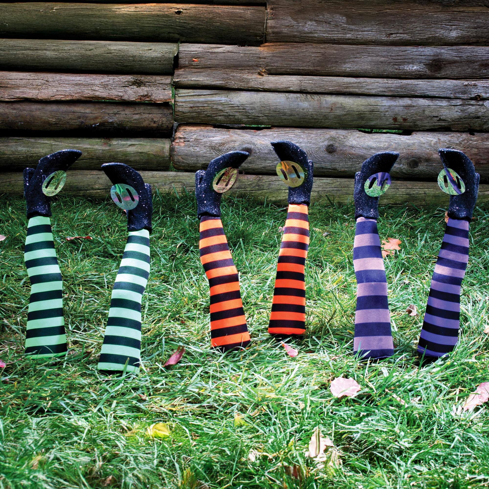 Alt View 10. Funworld - Witch Legs Yard Stakes Green/Black Halloween Décor - Green/Black.