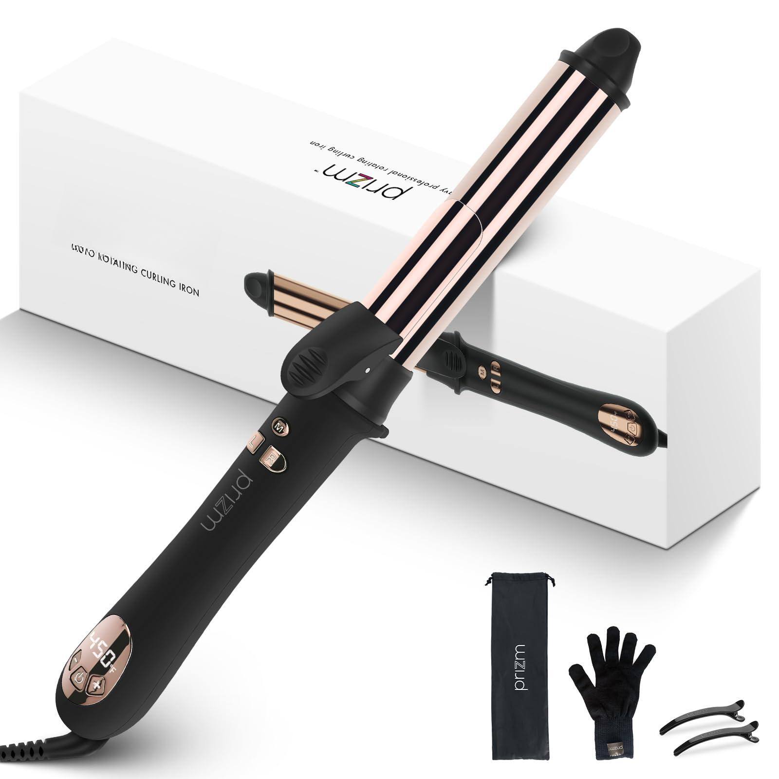 Live At Space - Nano Titanium Automatic Rotating Curling Iron Worldwide Dual Wand Hair Lcd Display 11 Temperature - 1.25 Inch