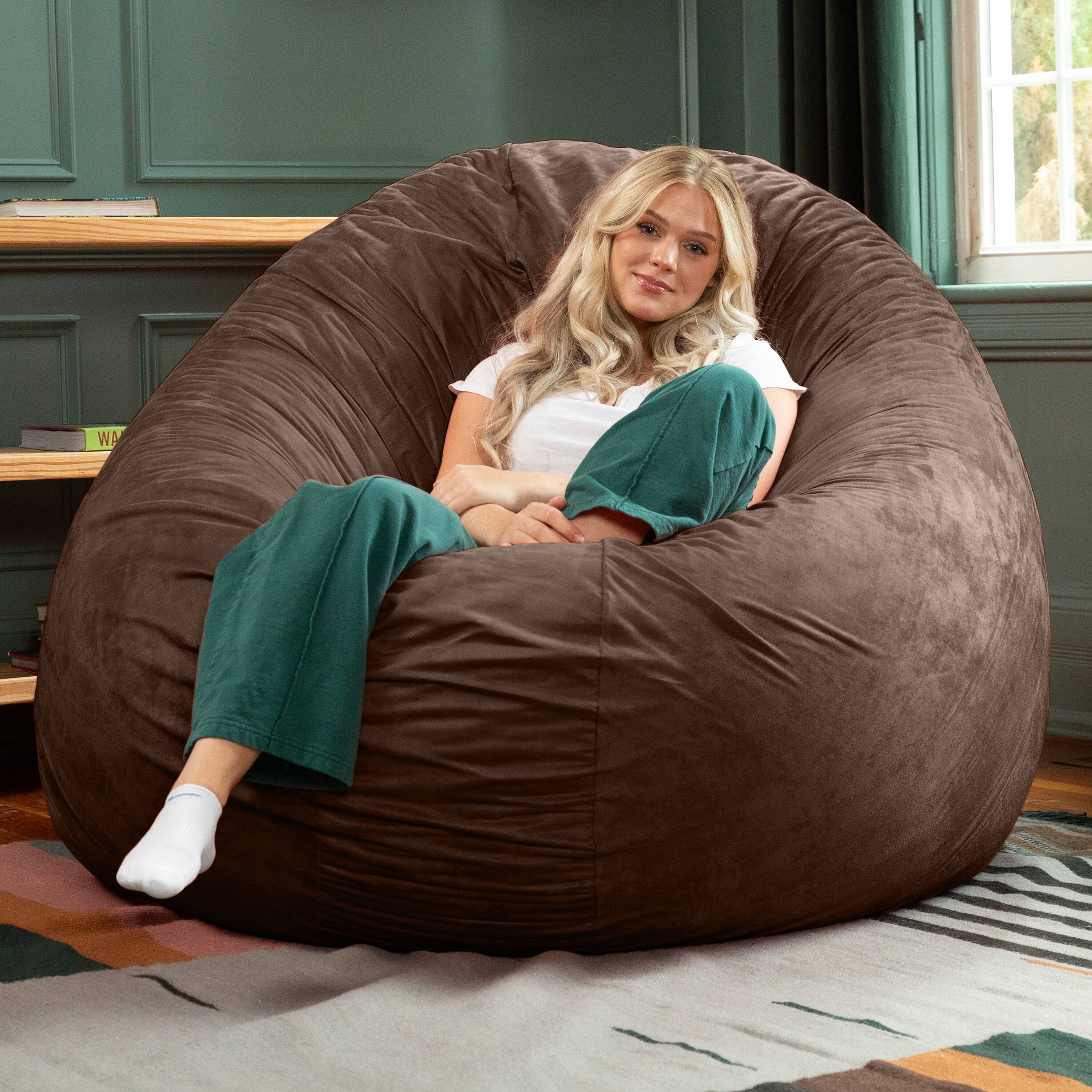 Back. Jaxx - Jaxx 6 Foot Cocoon - 2-in-1 Convertible Bean Bag Bed & Large Bean Bag Chair for Adults, Chocolate - Chocolate.