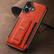 Angle. Dteck - Slim Card Holder Case for Apple Apple iPhone 16, Shockproof Wallet Protective Cover with Kickstand - Orange.