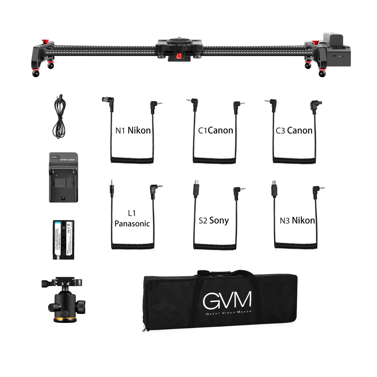 N1 Nikon  
C1 Canon  
C3 Canon  
L1 Panasonic  
S2 Sony  
N3 Nikon  
GVM GREAT VIDEO MAKER