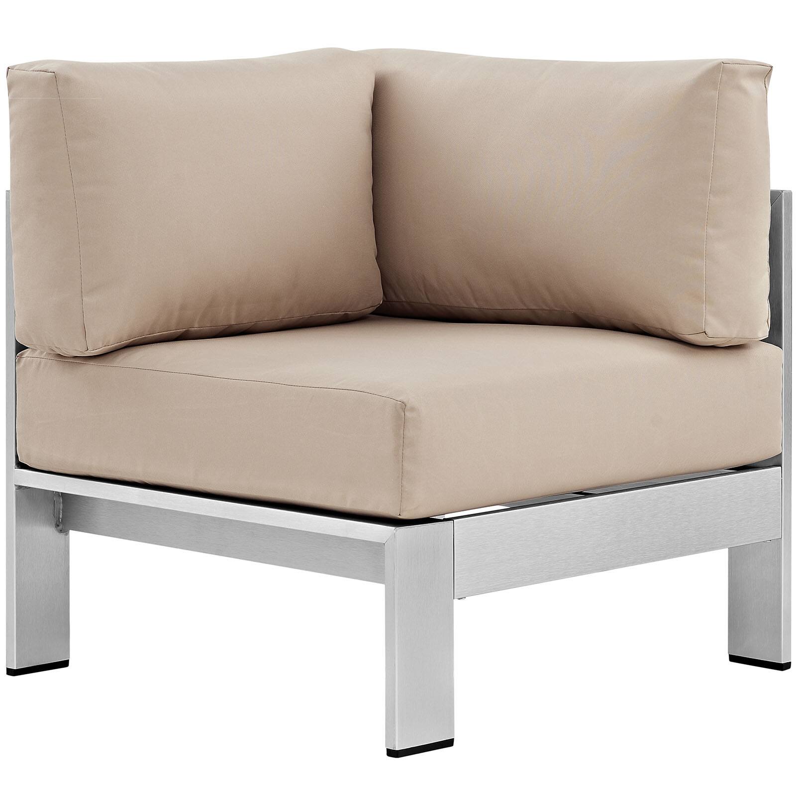 Back. Modway - Shore Outdoor Patio Aluminum Corner Sofa by Modway - Silver Beige.