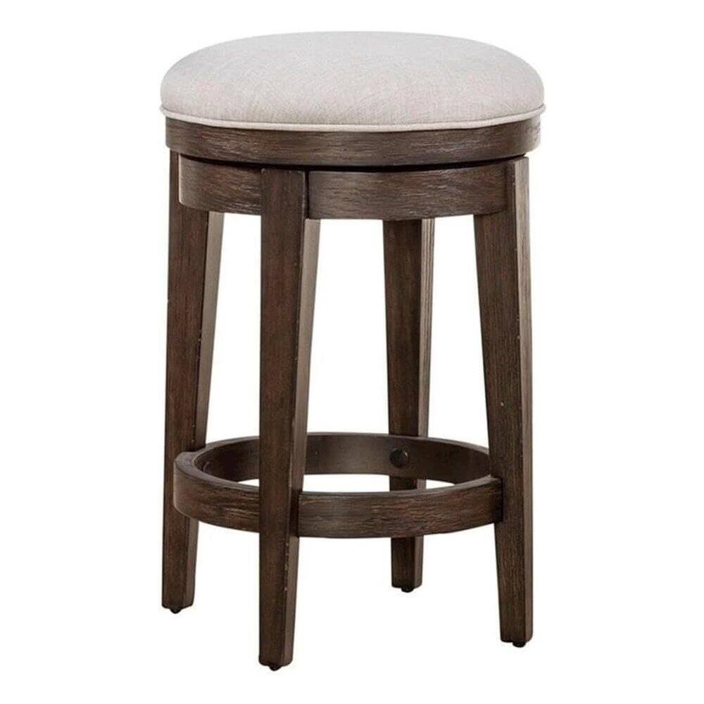 Angle. Liberty Furniture Industries - Mill Creek Console Swivel Stool - Brown.