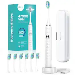 COSLUS - CX40 Electric Toothbrush, Rechargeable, 5 Modes, 47k VPM, 6 Heads, 70D Battery, Travel Case