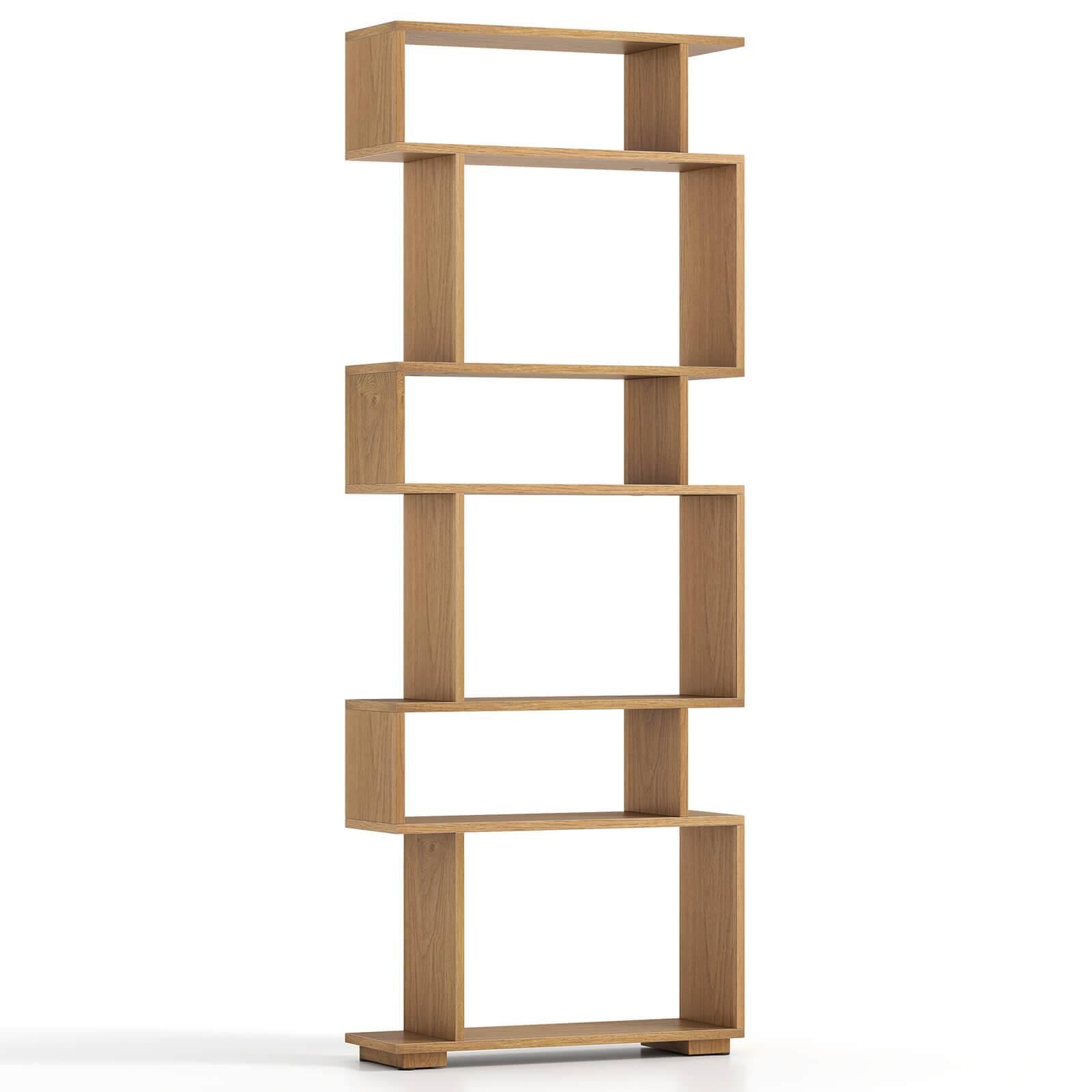 Alt View 9. Costway - Costway 6-Tier Bookshelf with 2 Anti-Tipping Kits, Wooden Display Shelf for Home Office - Natural.