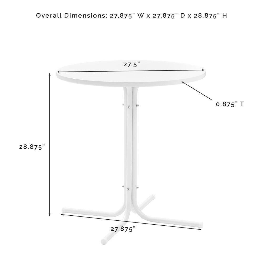 Overall Dimensions: 27.875" W x 27.875" D x 28.875" H  
27.5"  
0.875" T  
28.875"  
27.875"