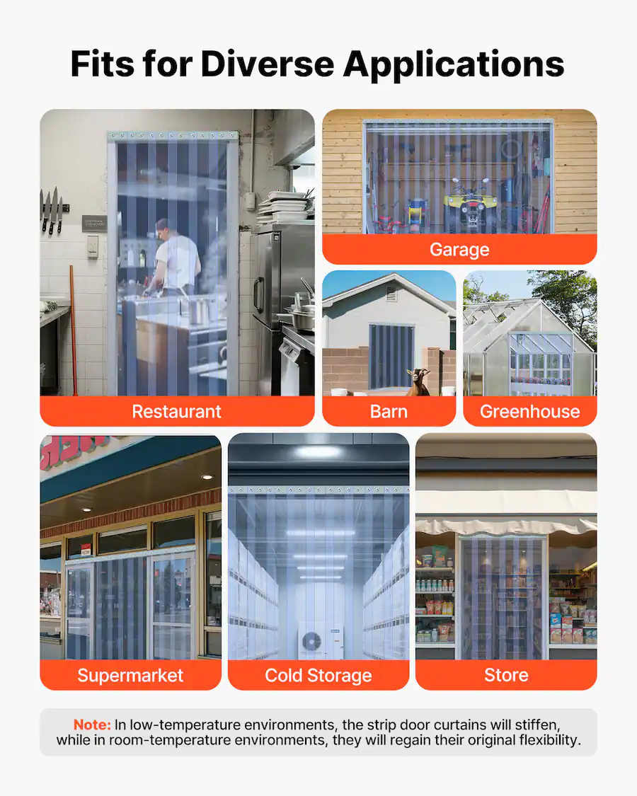 VEVOR Clear PVC Strip Curtain, 101 ft Length x 12 in Width, Thermal ...