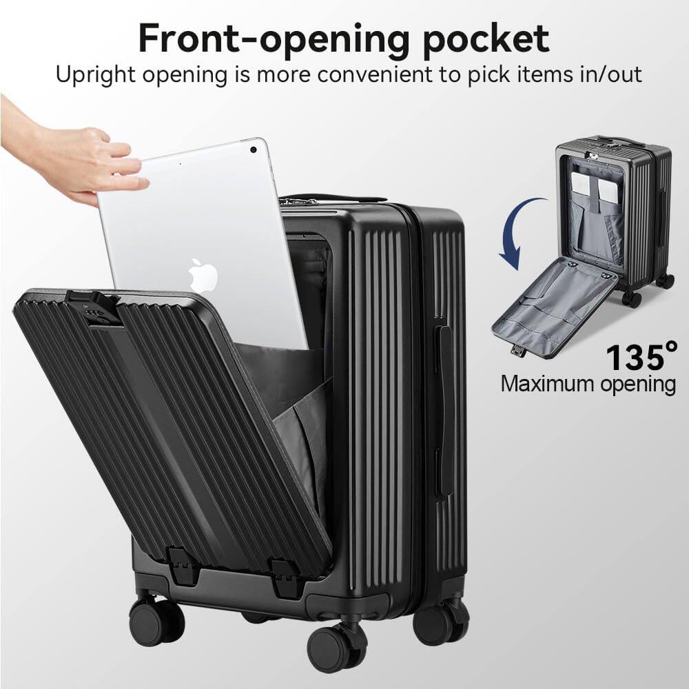 Front-opening pocket  
Upright opening is more convenient to pick items in/out  
135° Maximum opening
