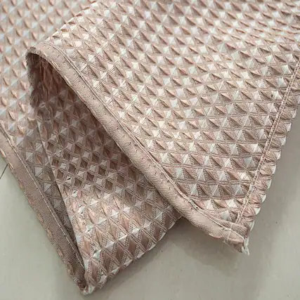 Front. Olivia Gray - Olivia Gray Striped Waffle Jacquard Shower Curtain - Fade-Resistant and Stylish 70x72 inches - Taupe.