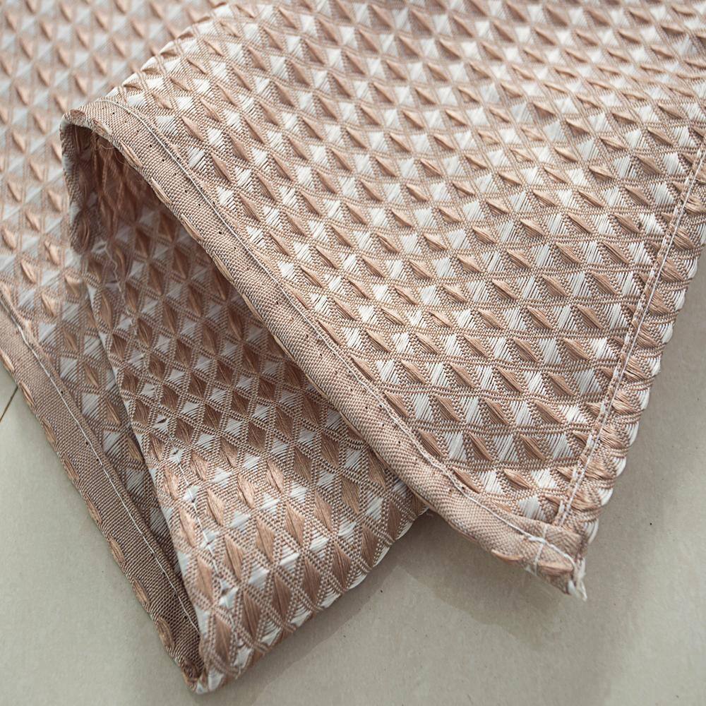 Olivia Gray - Striped Waffle Jacquard Shower Curtain - Fade-Resistant and Stylish 70x72 inches - Taupe