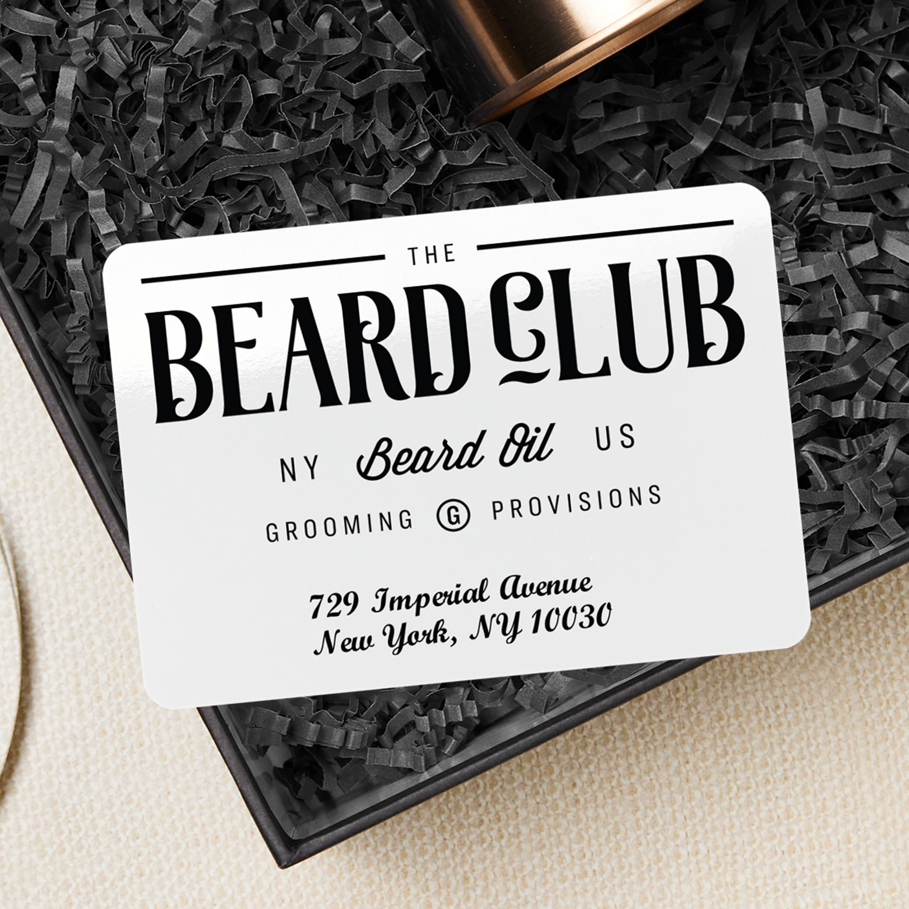 THE BEARD CLUB  
NY Beard Oil US  
GROOMING & PROVISIONS  
729 Imperial Avenue  
New York, NY 10030