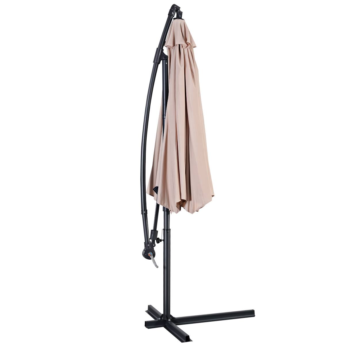 Alt View 8. Gymax - Gymax 10' Hanging Umbrella Outdoor Patio Market Banana Umbrella Offset Beige - Beige.