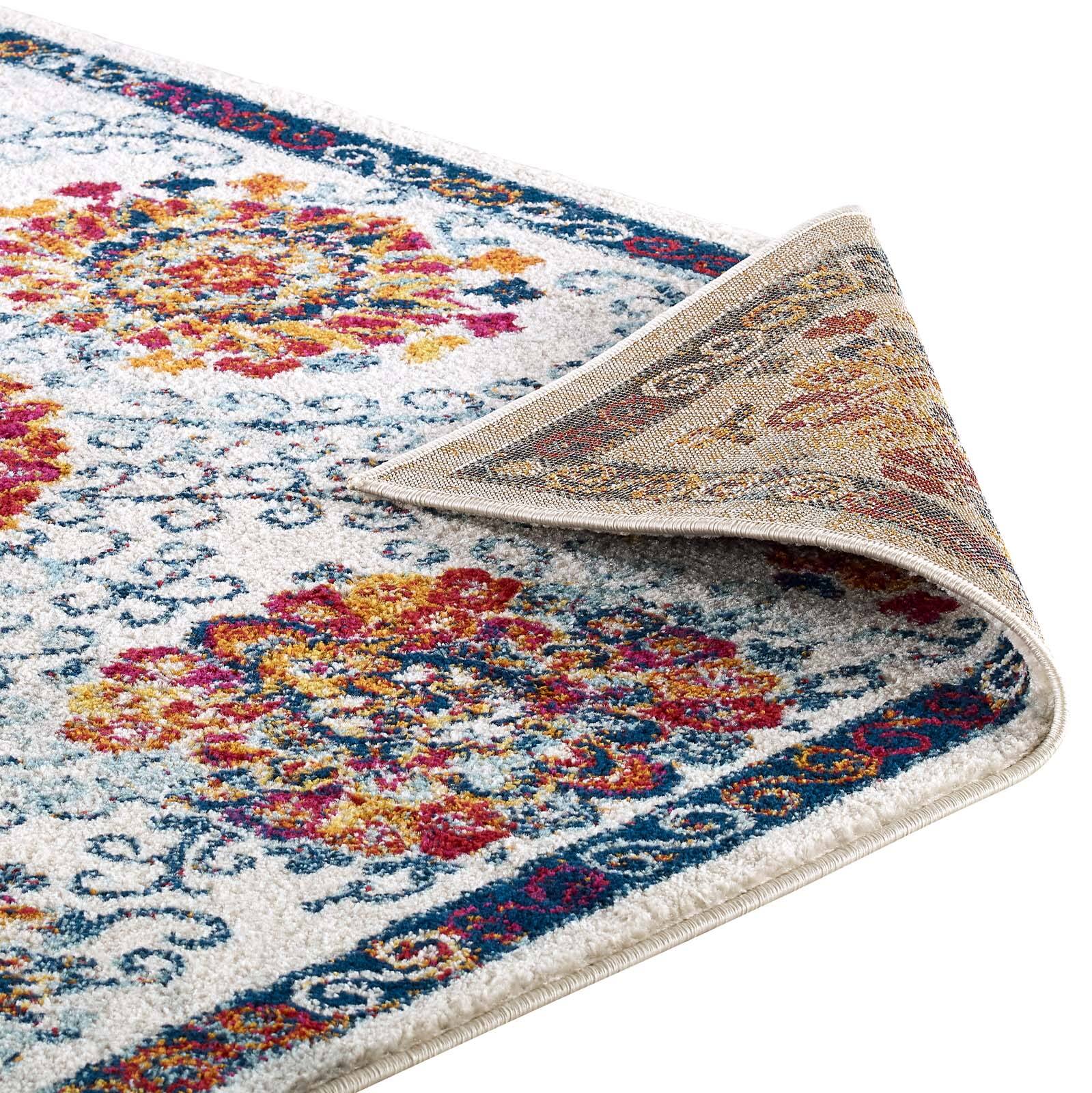 Alt View 4. Modway - Entourage Kensie Distressed Floral Moroccan Trellis Area Rug - Ivory Blue Red Orange Yellow.