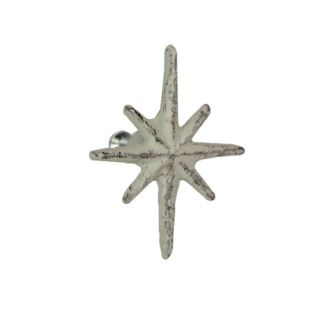 Alt View 1. Zeckos - Set of 6 Antique White Finish Mid Century Modern Starburst Drawer Pulls Knobs - White.