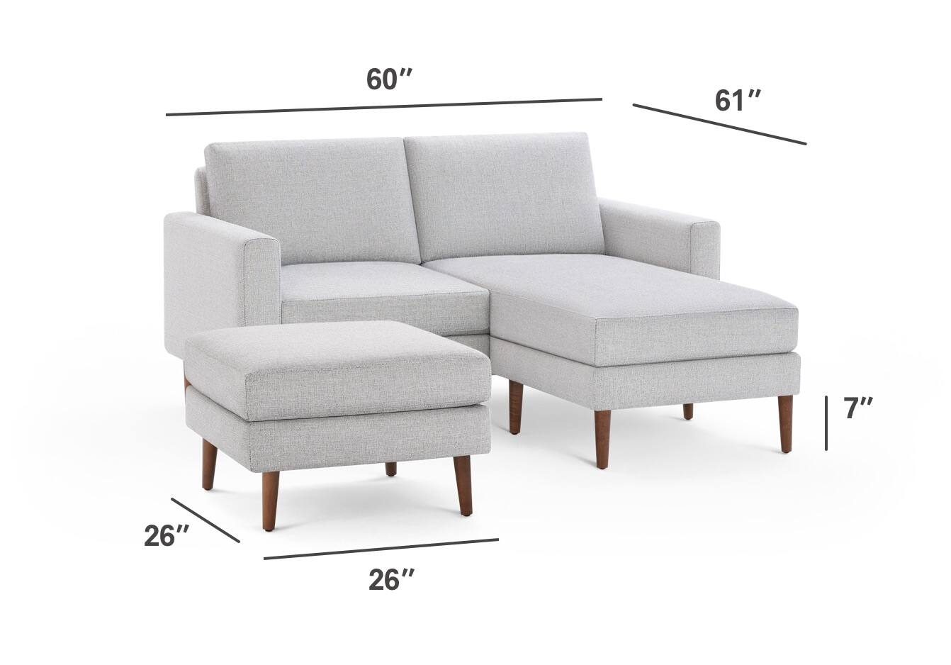 60 inch loveseat with chaise discount