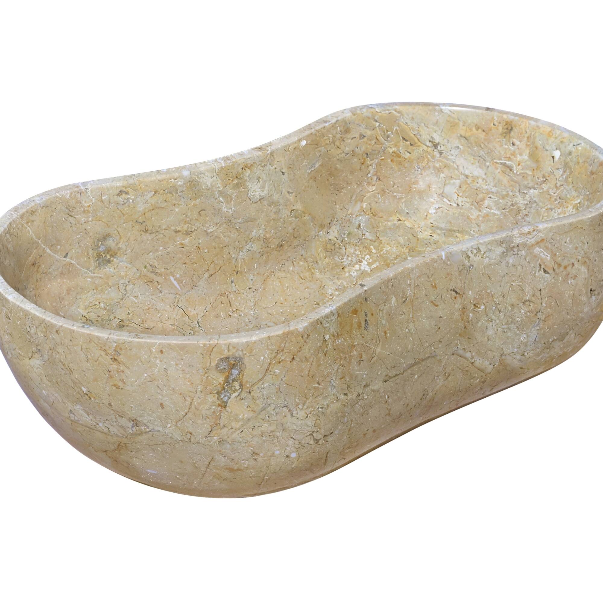 Alt View 5. ELEMENT ACE - Elegant Natural Marble Bathroom Vessel Sink with Polished Surface and Unique Veining Patterns - Beige+Gold,Beige+yellow,Gold.