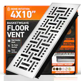 Home Intuition - 4X10 Floor Vent Covers with Mesh Cover Trap, Heat and Air, for HVAC Duct, Basketweave - White