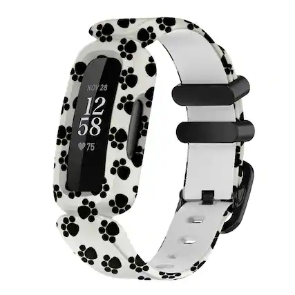 Front. StrapsCo - Graphic Active Band Silicone Rubber Watch Strap For Fitbit Inspire 2 - Paw Prints.